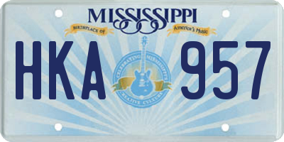 MS license plate HKA957
