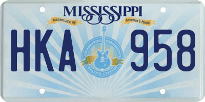 MS license plate HKA958