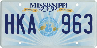 MS license plate HKA963