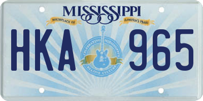MS license plate HKA965