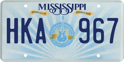 MS license plate HKA967