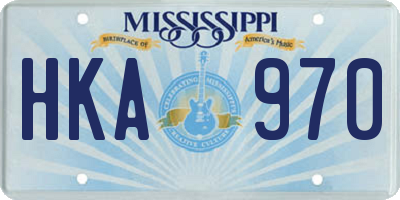 MS license plate HKA970