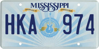 MS license plate HKA974