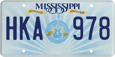 MS license plate HKA978
