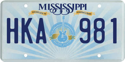 MS license plate HKA981