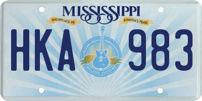 MS license plate HKA983