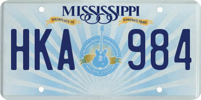 MS license plate HKA984