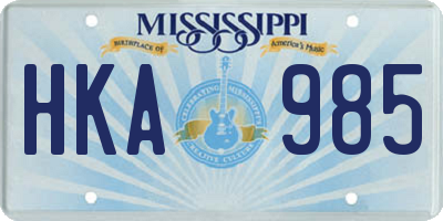 MS license plate HKA985