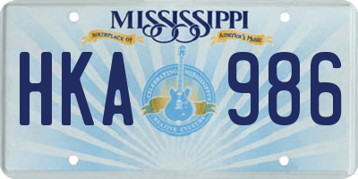 MS license plate HKA986