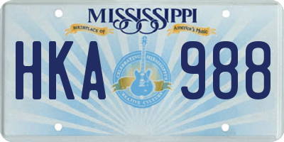 MS license plate HKA988