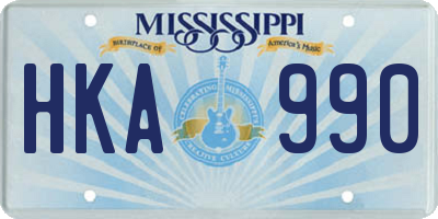 MS license plate HKA990