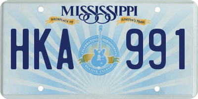 MS license plate HKA991