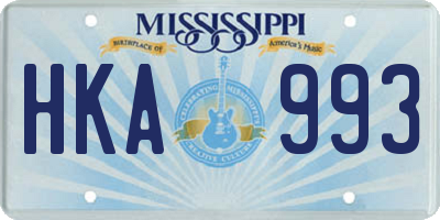 MS license plate HKA993