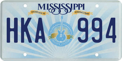 MS license plate HKA994