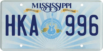 MS license plate HKA996