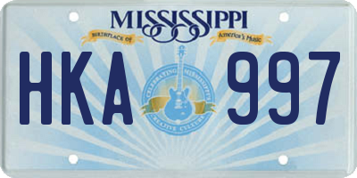 MS license plate HKA997