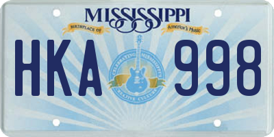 MS license plate HKA998