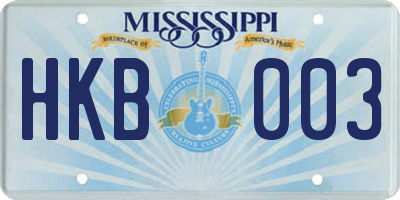 MS license plate HKB003