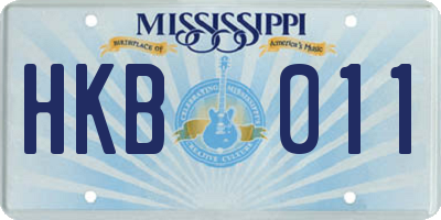 MS license plate HKB011