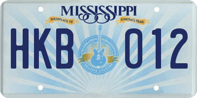 MS license plate HKB012