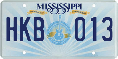 MS license plate HKB013