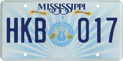 MS license plate HKB017