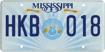 MS license plate HKB018