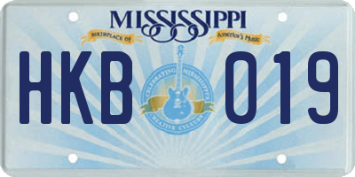MS license plate HKB019
