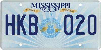 MS license plate HKB020