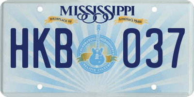 MS license plate HKB037