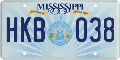 MS license plate HKB038