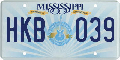 MS license plate HKB039