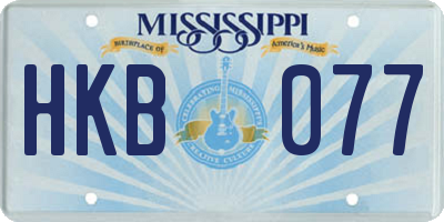 MS license plate HKB077