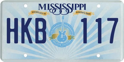 MS license plate HKB117