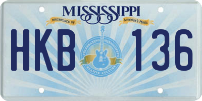 MS license plate HKB136