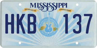 MS license plate HKB137
