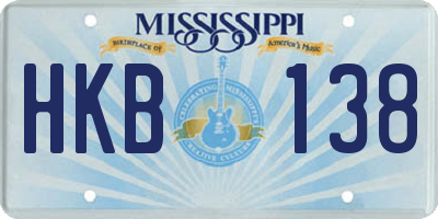 MS license plate HKB138