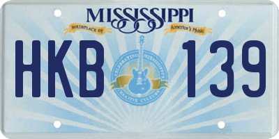 MS license plate HKB139