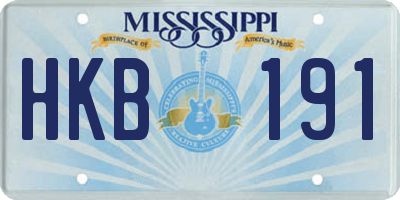 MS license plate HKB191