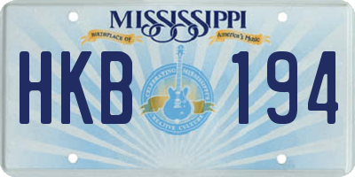 MS license plate HKB194