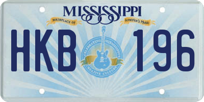 MS license plate HKB196
