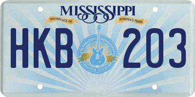 MS license plate HKB203