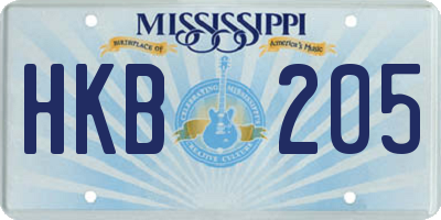 MS license plate HKB205