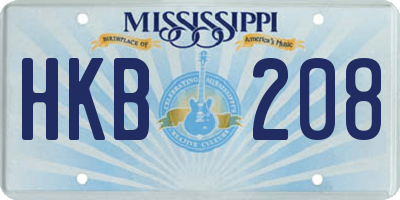 MS license plate HKB208