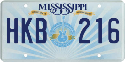 MS license plate HKB216
