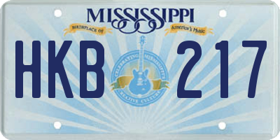 MS license plate HKB217
