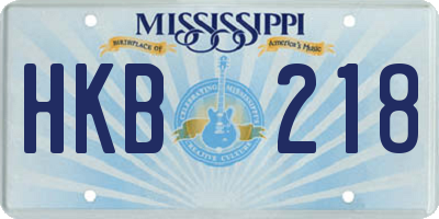 MS license plate HKB218
