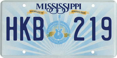 MS license plate HKB219