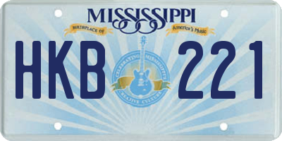 MS license plate HKB221