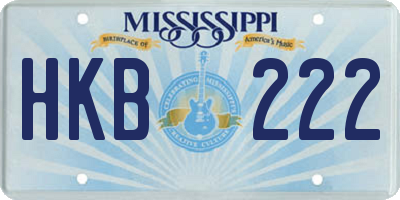 MS license plate HKB222